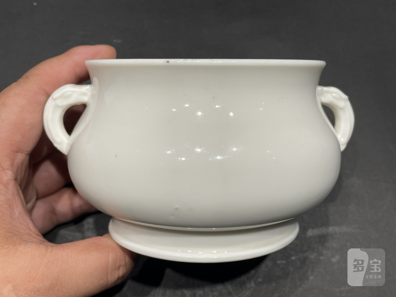 明晚期 德化丁水奇珍款夔龙耳簋式炉 - 图4